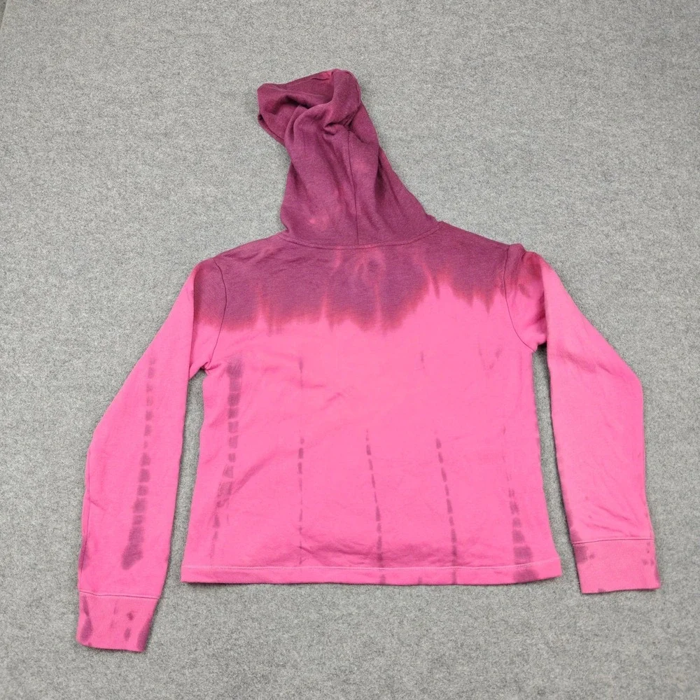 Justice Hoodie Girls 12 Pink Fleece‎ Ombre Tie Dye Logo Drawstring Hem Pullover